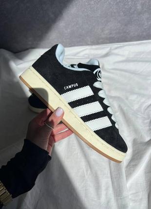 Кроссовки adidas campus black white черные женские / мужские