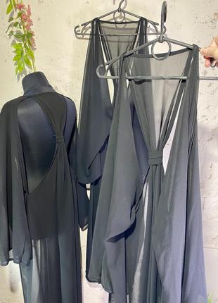 Пляжна туніка чорна з відкритою спиною 3 штуки one size