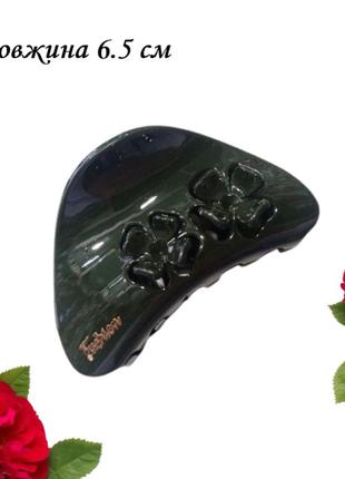 Краб для волосся зелений лаковий fashion 6.5 см