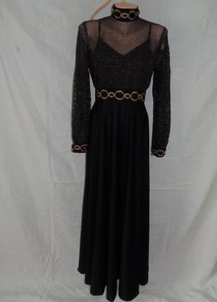 Рональд джойс винтажное черное макси платье р.xs-s, 6