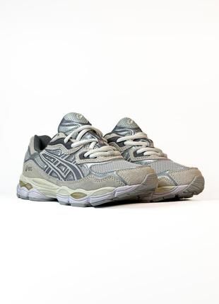 Кроссовки asics gel-nyc beige grey бежевые с серым женские / мужские