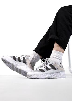Кросівки adidas niteball grey/white білі з сірим жіночі / чоловічі