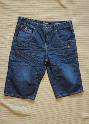 Фирменные джинсовые шорты из синего денима с выбеленностями gx3 jeans london англия