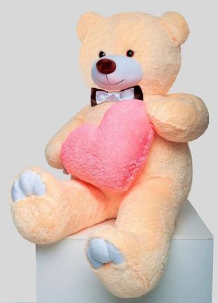 Плюшевий ведмедик із серцем mister medved террі 160 см бежевий
