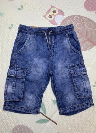Дитячі джинсові шорти карго для хлопчика 140 см cool club / шорти з карманами на резинці