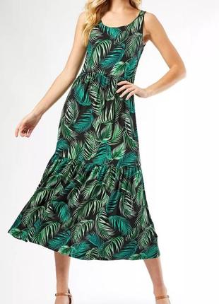 Сукня dorothy perkins плаття сарафан рослинний принт літня міді мідаксі ярусна з оборками
