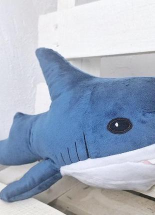 М'яка іграшка акула синя/іграшка обіймашка, 45 см