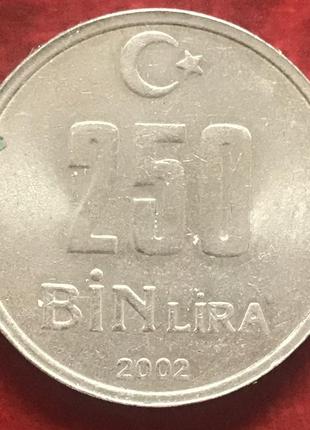 Монета туреччини 250000 лір 2002 р.