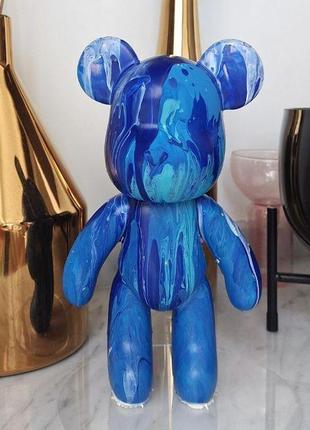 Флюїдне ведмежа fluid bear bearbrick, 23 см, з фарбами blue
