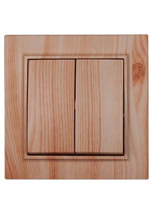 Выключатель двойной enzo светлое дерево