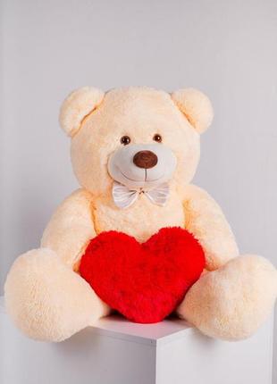 Мішка плюшевий із сердечком джон 110 см персиковий (yk0033)