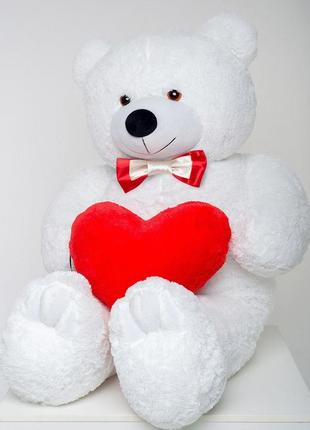Плюшевий ведмедик із серцем mister medved террі 160 см білий