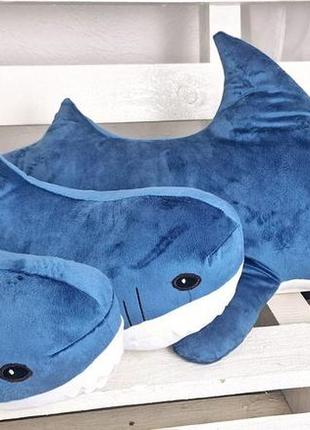 М'яка іграшка акула синя/іграшка обіймашка/ набір 3 шт 100 см + 60 см + 45 см