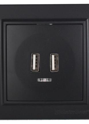 Розетка usb (2 порта) безупречный графит enzo 2a ip22