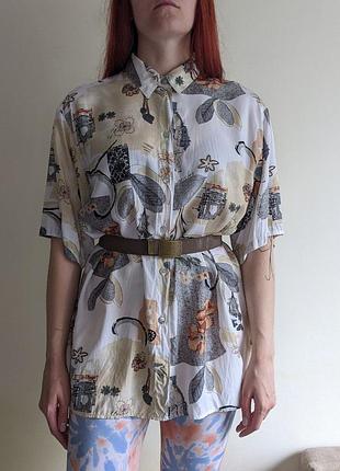 Винтажная рубашка с интересным растительным принтом