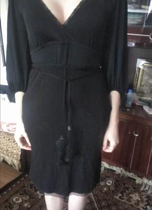 Шикарное черное трикотажное платье 48-50 укр, длина миди