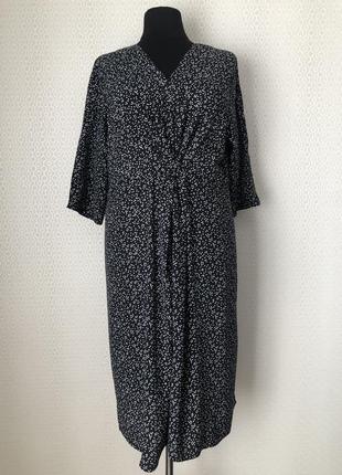 Ультра эффектное черное платье в горошек из натуральной ткани, бренд miss e, размер 52