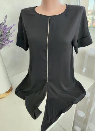 Черная комбинированная футболка блуза massimo dutti
