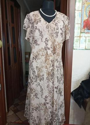 Платье новое,шёлк ,шифон,поли,на подкл.р.18,р.56,54,52 шри ланка ц.350 гр