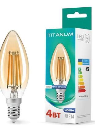 Led лампа titanum  filament c37 4w e14 2200k бронза
