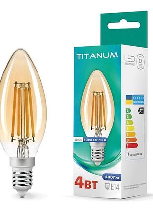 Led лампа titanum filament c37 4w e14 2200k бронза £»