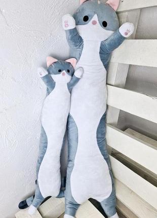М'які іграшкі кіт батон подушка обіймашка, комплект 2 шт, подушка антистрес подушка для сну, 110 см + 70 см