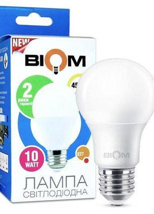 Світлодіодна лампа biom bt-510 a60 10w e27 4500к матова