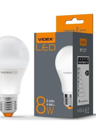 Led лампа videx  a60e 8w e27 4100k