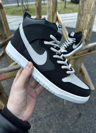 Кросівки nike sb dunk, високі (чорні з сірим)2 фото