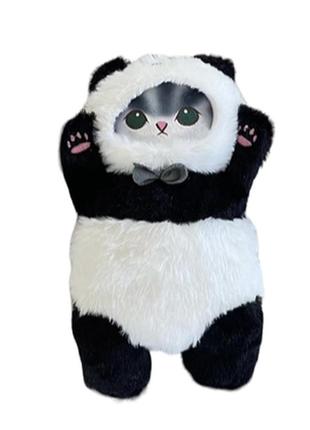 Мягкая игрушка котик аниме в костюме панды 25 см белая
