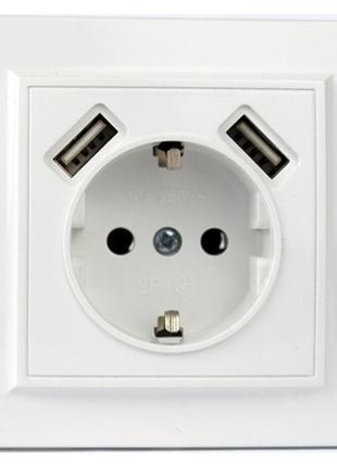 Розетка usb двойная + розетка с\з enzo eh-5321