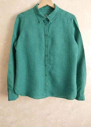 Женская льняная рубашка marks &amp; spencer69210 44р., s, зеленая, лен