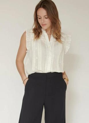 Massimo dutti шелковая блуза ажур кружево воланы sezane шелк натуральный шелк шелковая sandro
