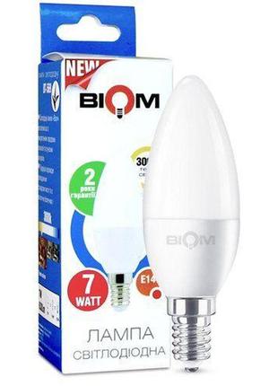 Світлодіодна лампа biom bt-569 c37 7w e14 3000к матова