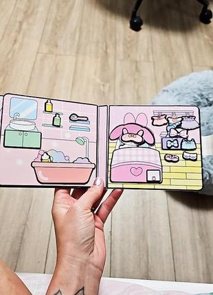 Мягкая книжка-игрушка с персонажем мелоди, кукольный домик с наклейками, бизи-бук sanrio санрио, стекер-бук