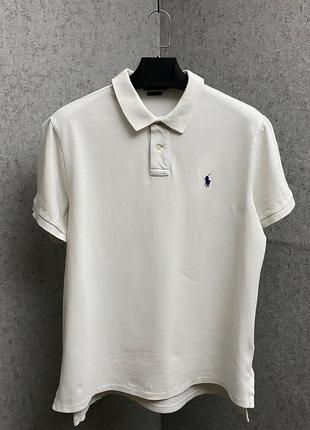 Белая футболка поло от бренда polo ralph lauren