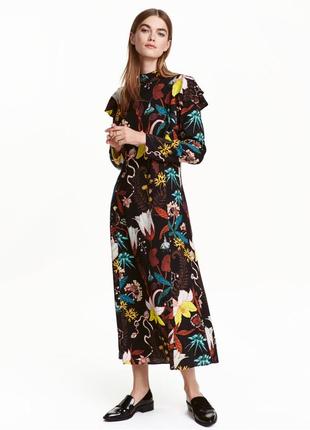 Брендовое длинное платье цветочные мотивы вилл h&amp;m новая коллекция
