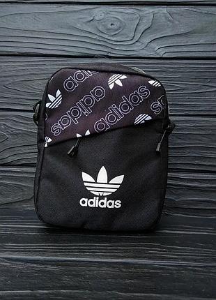 Чоловіча спортивна барсетка чорна сумка через плече adidas адидас