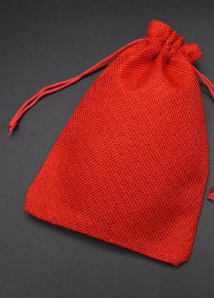 Подарочный мешочек из мешковины на затяжках. цвет красный. 17x23см