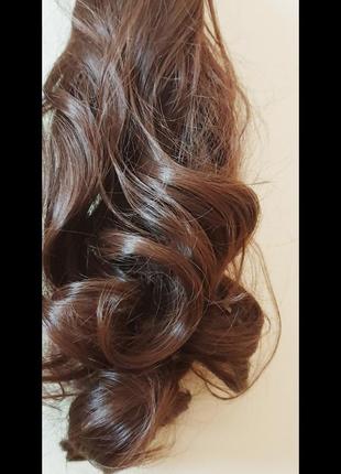 Шиньйон на крабі з синтетичного волосся каштановий колір 35 см