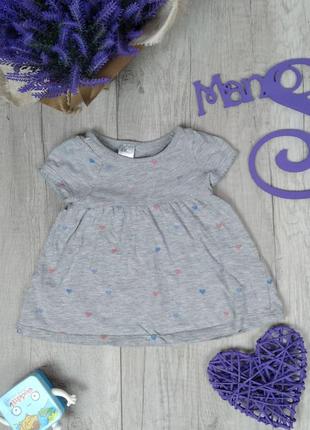 Платье для новорожденной девочки h&m летнее серое с принтом размер 68 (4-6 месяцев)