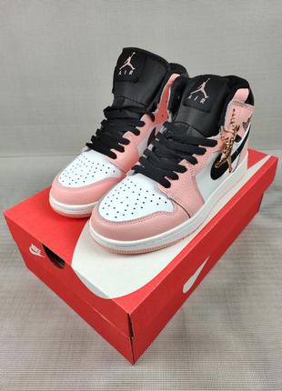 Кросівки жіночі підліткові nike air jordan 1 mid arctic orange