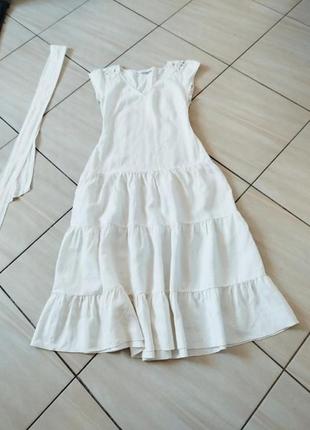 Білосніжка сукня максі льон