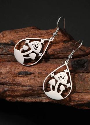 Сережки із нержавіючої сталі магічні гриби грибочки мухомор