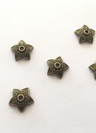 Металлические цветочки декоративные цвет "античная бронза" 12 мм товары для рукоделия и творчества