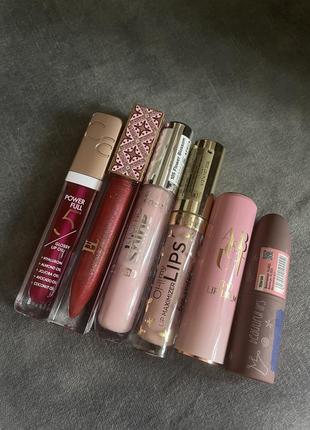 Набір блиск для губ, помада catrice, essence, eveline