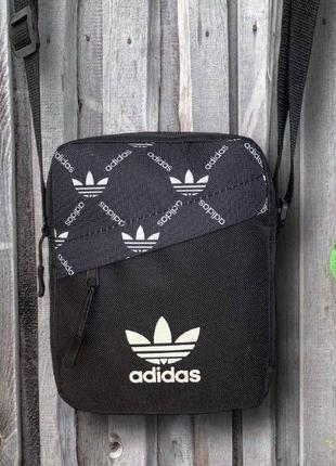 Чоловіча спортивна барсетка чорна сумка через плече adidas адидас