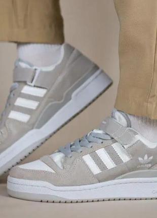 Кросівки замшеві літні adidas forum 84 low gray white  спортивні сірі кросівки кеди адідас жіночі