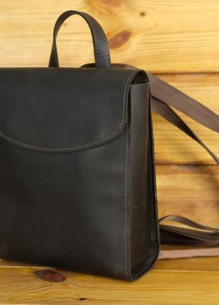 Женский кожаный рюкзак манхеттен, натуральная винтажная кожа цвет коричневый, оттенок шоколад