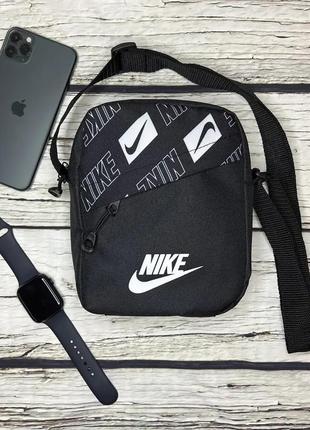 Мужская спортивная барсетка nike черная сумка через плечо найк nike